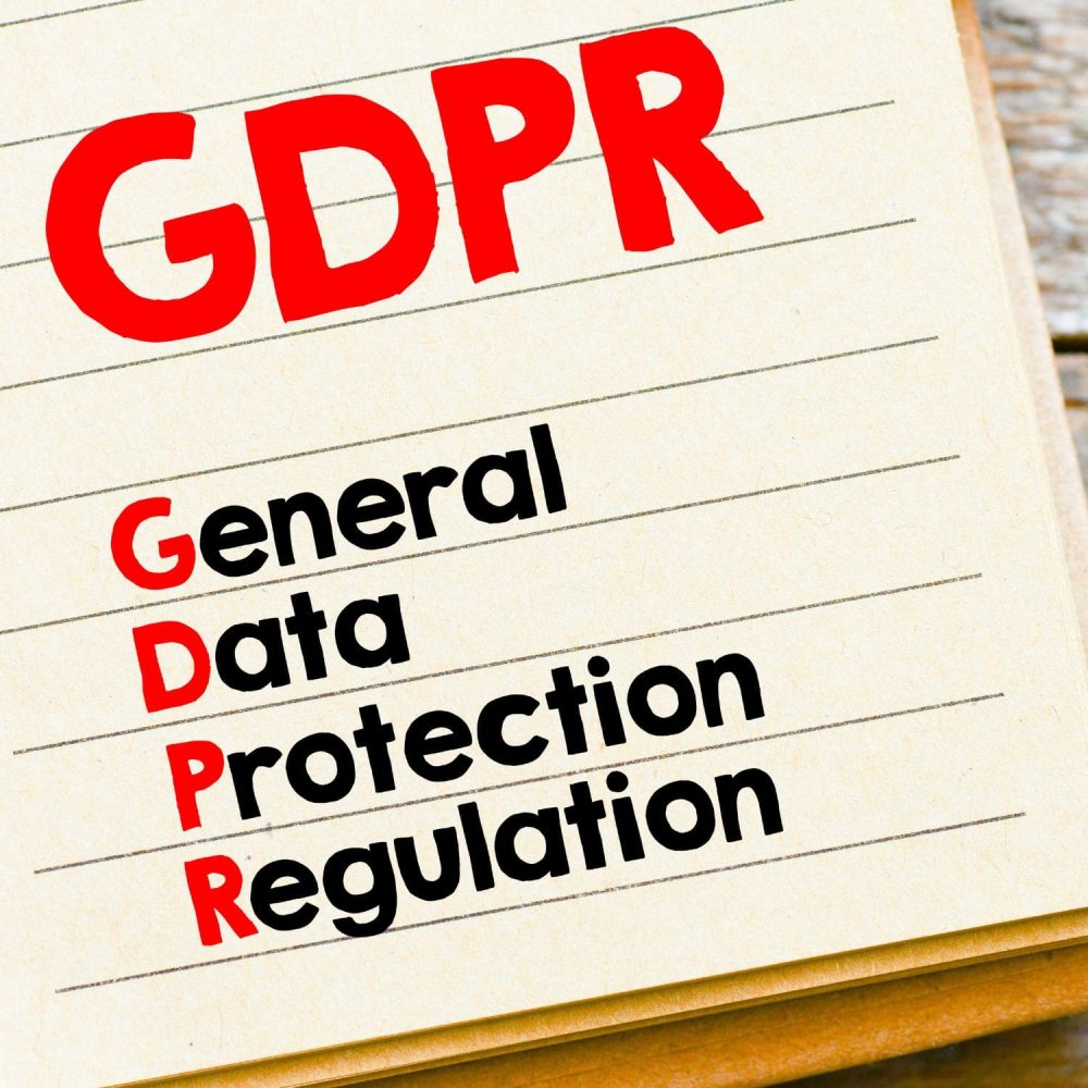 GDPR regulation concept with notes on data protection and privacy.
